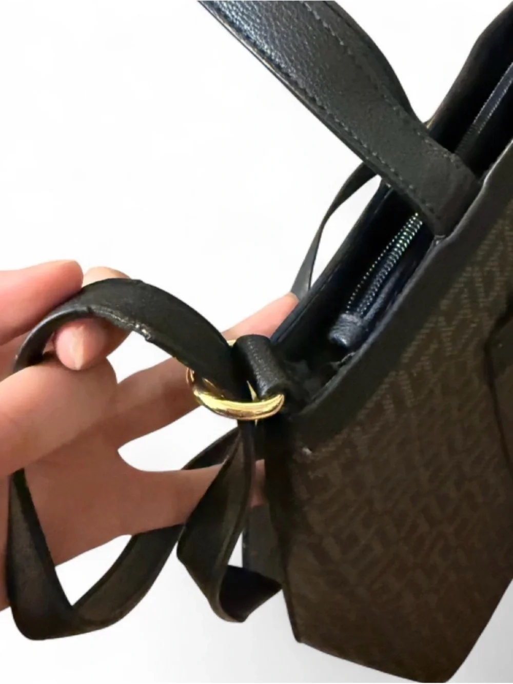 Tommy Hilfiger Brown Monogram Tote Bag with Gold Accent - Picture 4 of 8